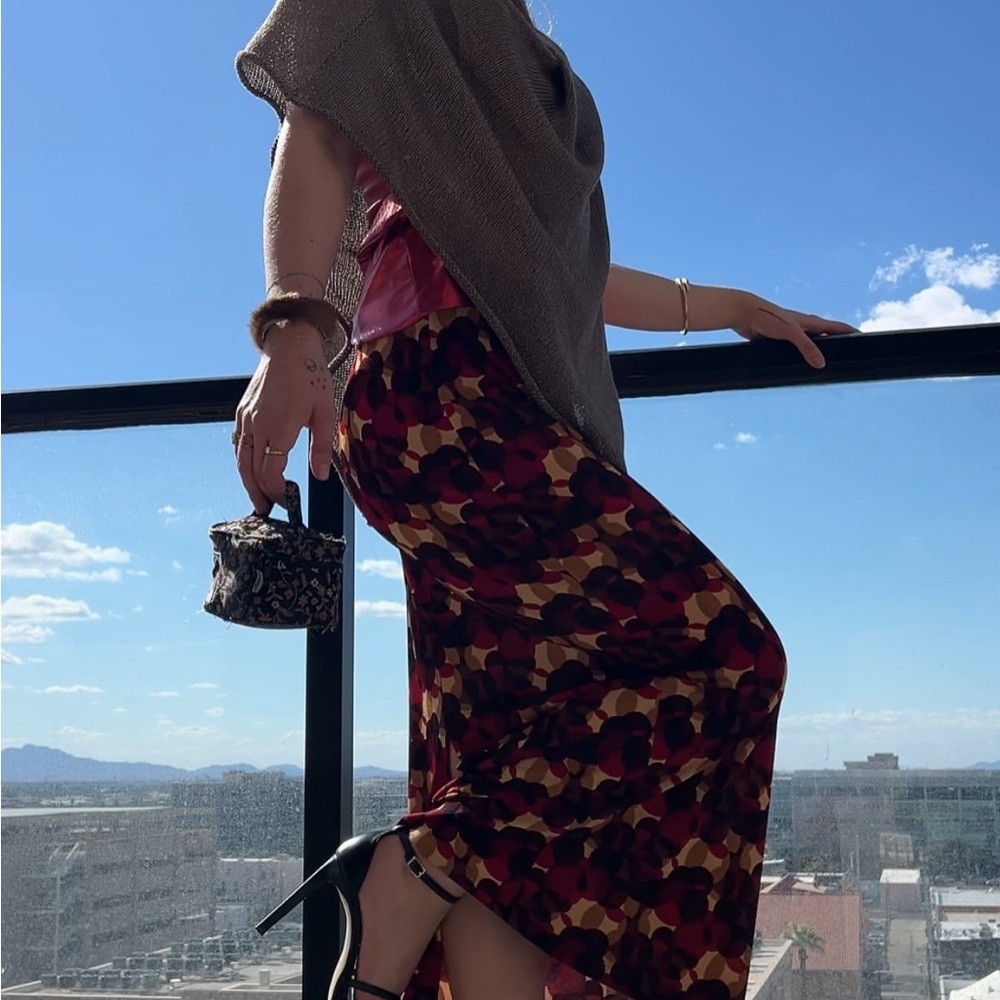 Byer California Red Maxi Skirt with vent